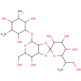 6'-(1-amino-2-hydroxyethyl)-4-[(3,5-diamino-2,4,6-trihydroxycyclohexyl)oxy]-6-(hydroxymethyl)octahydro-4H-spiro[1,3-dioxolo[4,5-c]pyran-2,2'-pyran]-3',4',5',7-tetrol